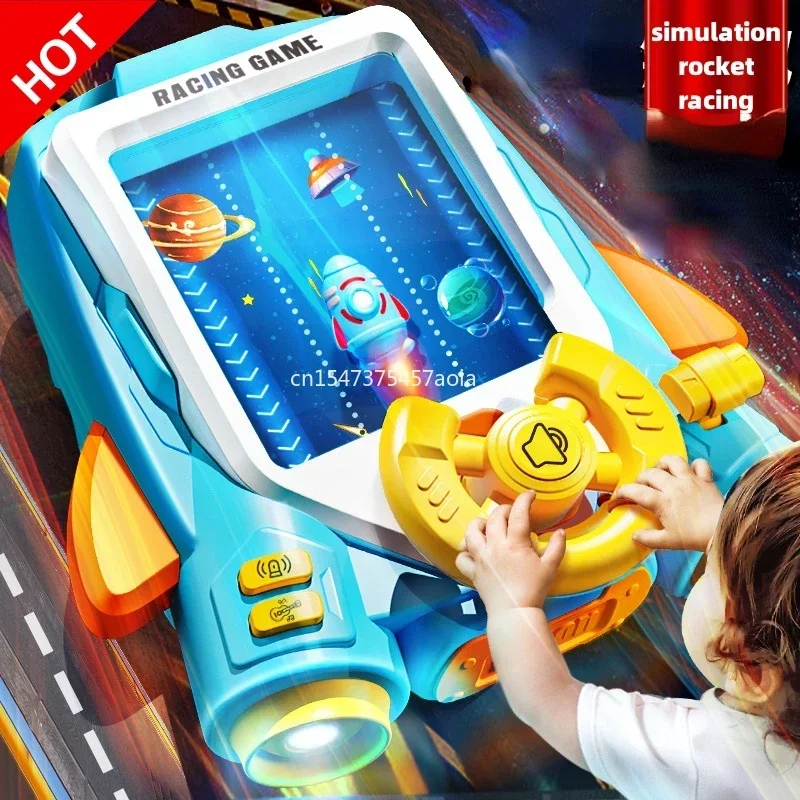 New Children\'s steering wheel driving toys Dodge car simulation game Music sound effects Space challenge game Toy gift