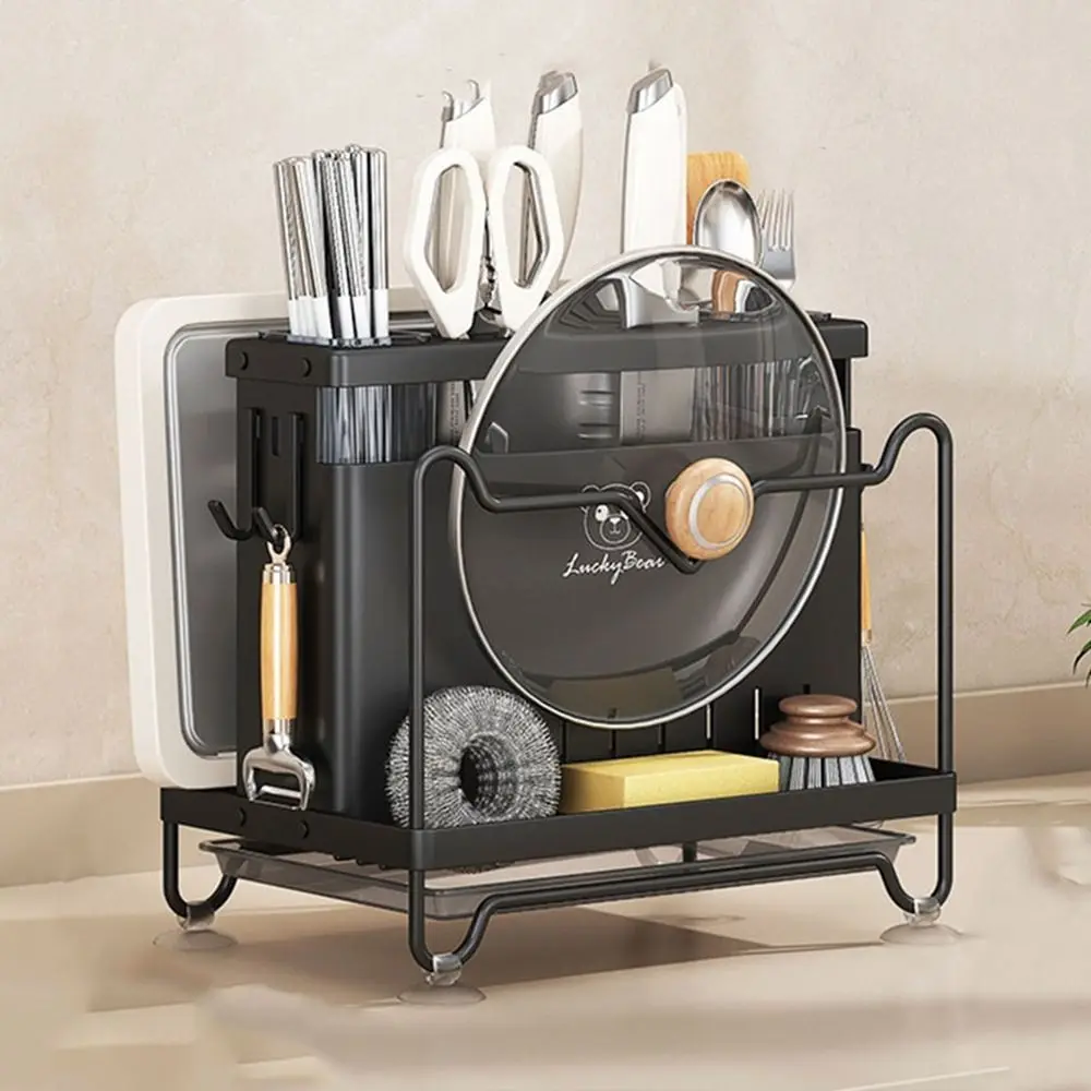 

Стабильный держатель для резака, противоскользящая сушилка для столовых приборов большой емкости с поддоном для воды, экономия места, кухонная полка для хранения кухонных принадлежностей