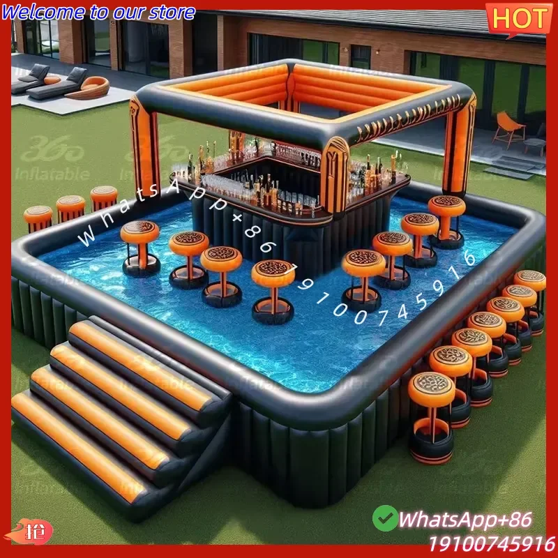 CE Customized 360-degree Inflatable Pool Bar Tent for Adults Outdoor Yard Party Water Advertising Inflatables
