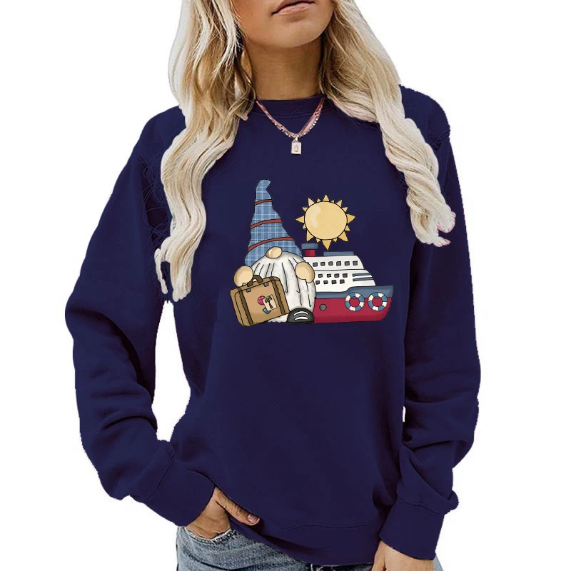 (Qualità A +) nuova moda donna uomo Casual top divertente Cruise Gnome stampato manica lunga tinta unita top larghi felpe con cappuccio cappotto