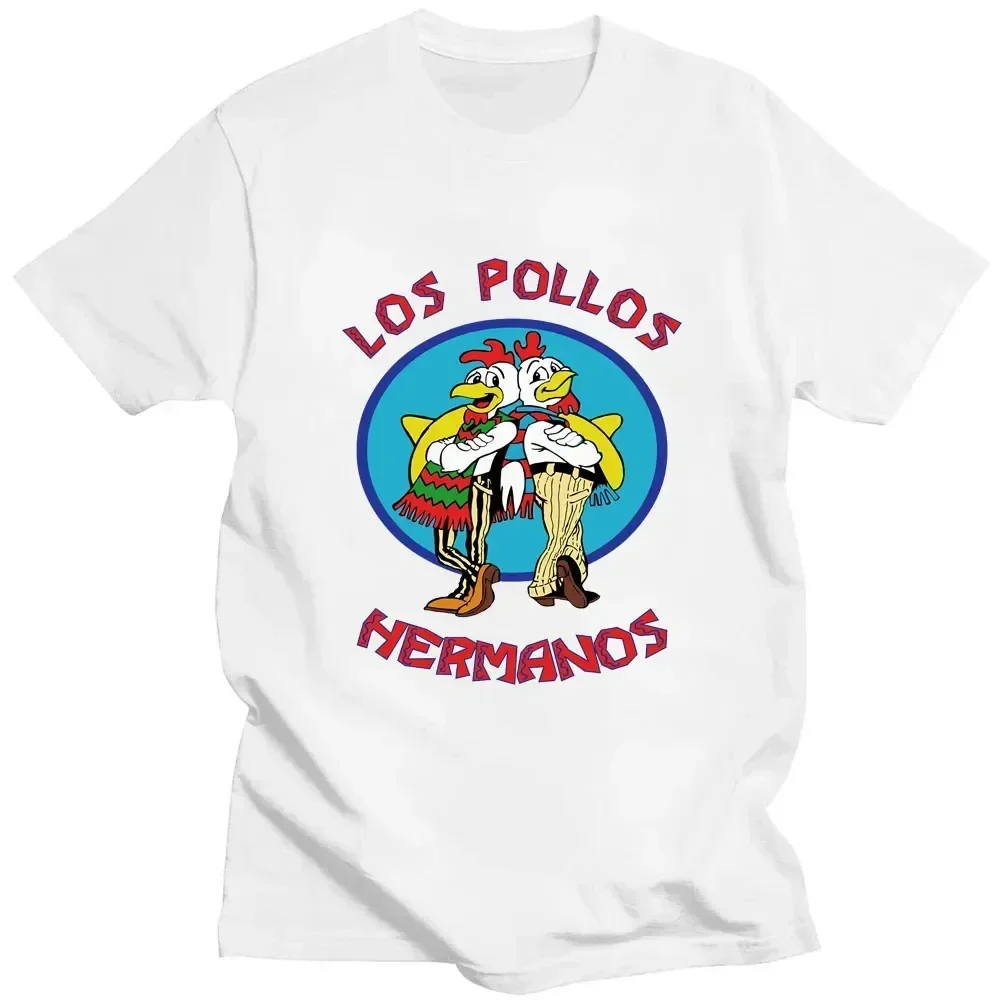 Breaking Bad Los Pollos Hermanos Double Sided Print Men's Cotton T-Shirt Funny Chicken Brothers Streetwear TV Series Theme