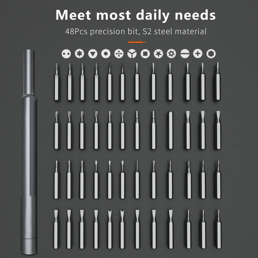 Imagem -03 - Portátil Precision Screwdriver Grupo Kit de Ferramentas Manual sem Fio sem Fio Magnético Pequeno Bit para Xiaomi Mobile Phone Novo 48 em 1