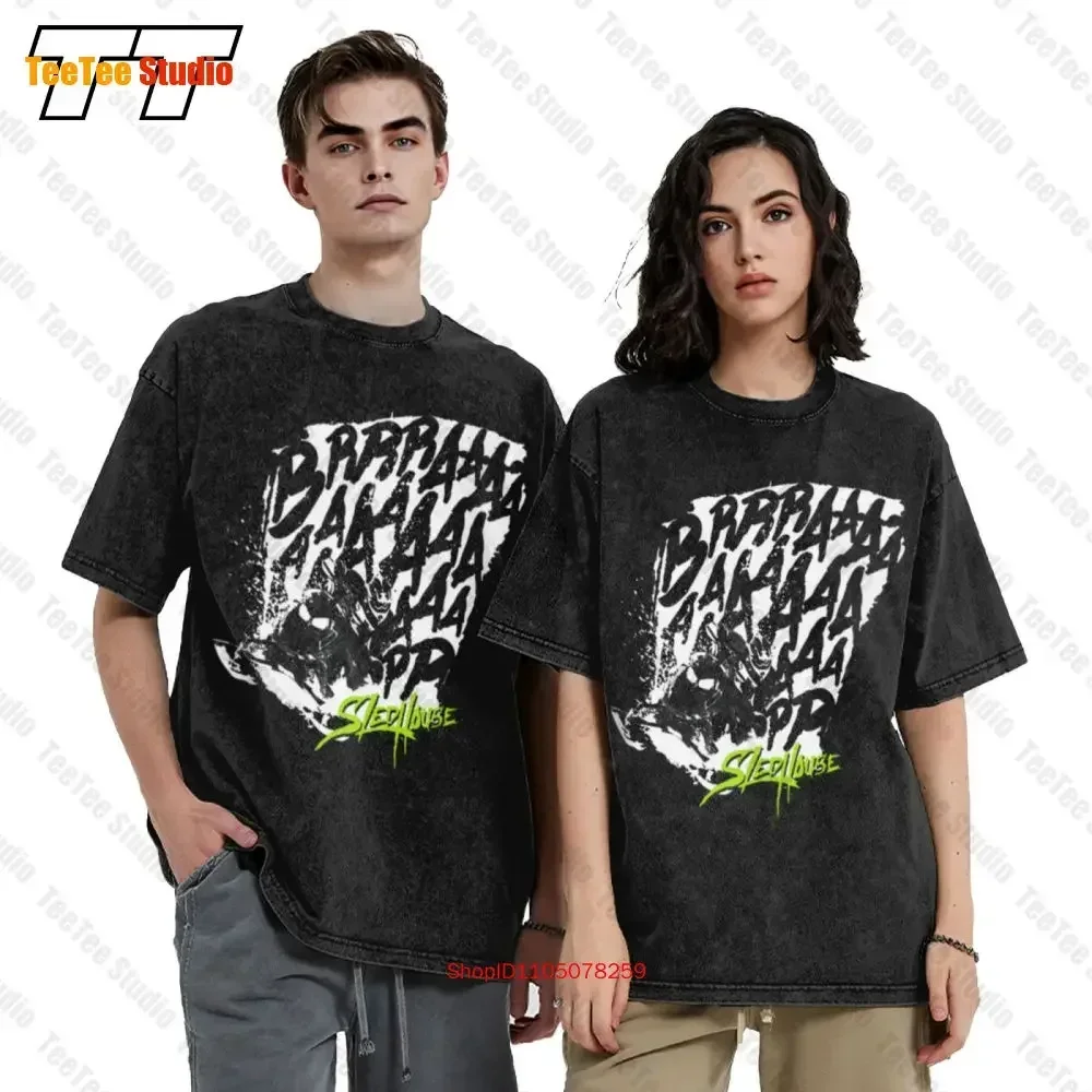 Braaap Charcoal, Snowmobile, Snocross, Winter Sports Vintage Oversized T-Shirt T8FP