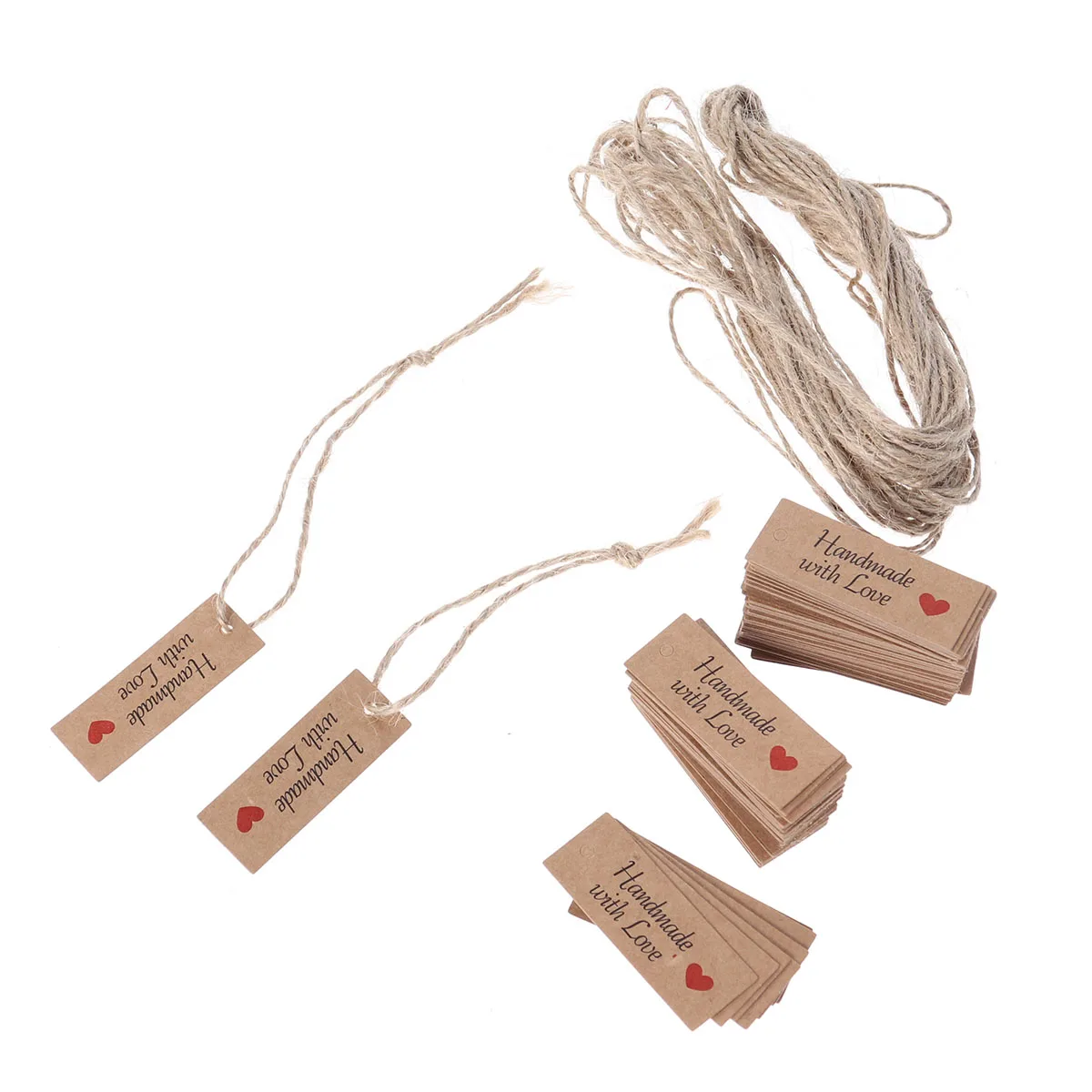 

100pcs Kraft Paper Tags Gift Favors Baking Food Packaging Hanging Labels Wedding Craft Decor Name Tags With Strings Rectangle