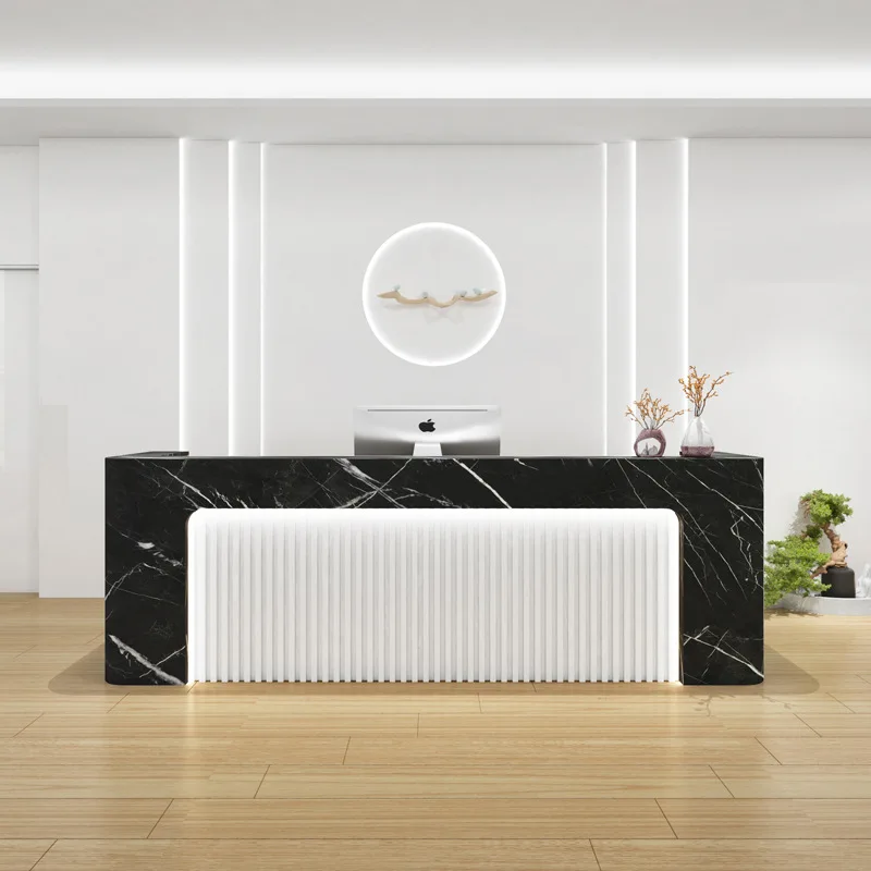 Simple Modern Reception Desks Faux Marble High-end Hotel Reception Desks Grand Welcome Office Furniture Военное ДелоZY40JDT
