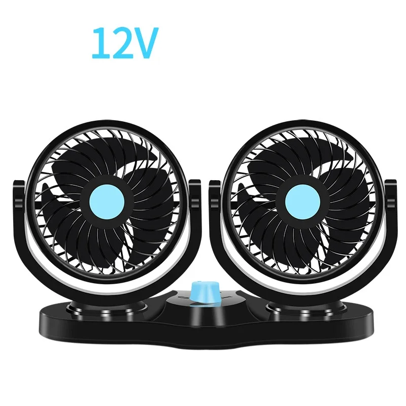 12V 24V Car Fan Cooling Car Fan Dual Head Car Fan 2 Speeds Adjustable Auto Cooler Air Fan Car Accessories Wind Regulation