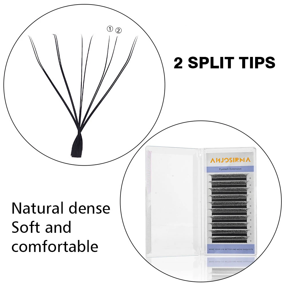 ANJOSIRMA 10D W シェイプまつげエクステンション既成ボリュームファンスタイルフェイクミンクソフト簡単ナチュラルファニング