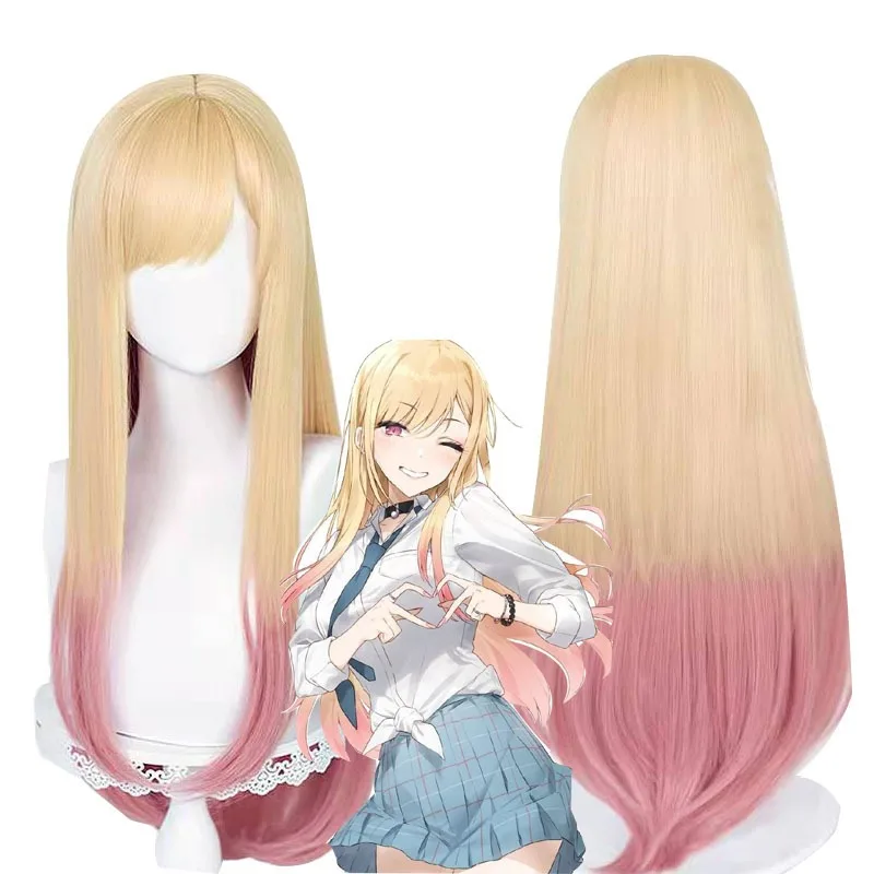 Kitagawa Marin Maid Cosplay Wig Synthetic Straight Wig Dressing Doll Falling in Love Anime Coser Cute Girl Wig Daily Party Use