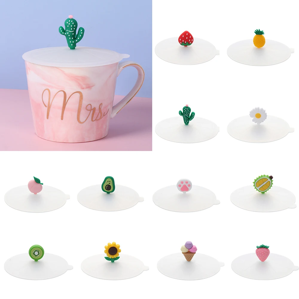 

Cute Cap Tea Coffee Lids Dustproof Suction Cup Cover Leakproof Silicone Cup Cover