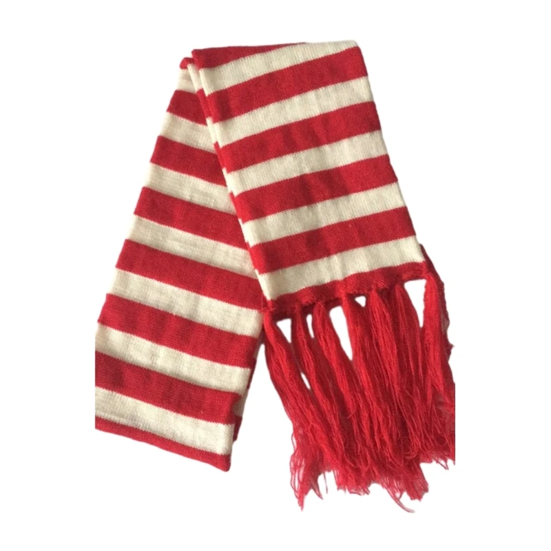 Fashion Contrast Color Stripe Scarf for Girls Casual Punk Neck Scarf Decorative Accessories Female Warm Neck Scarf