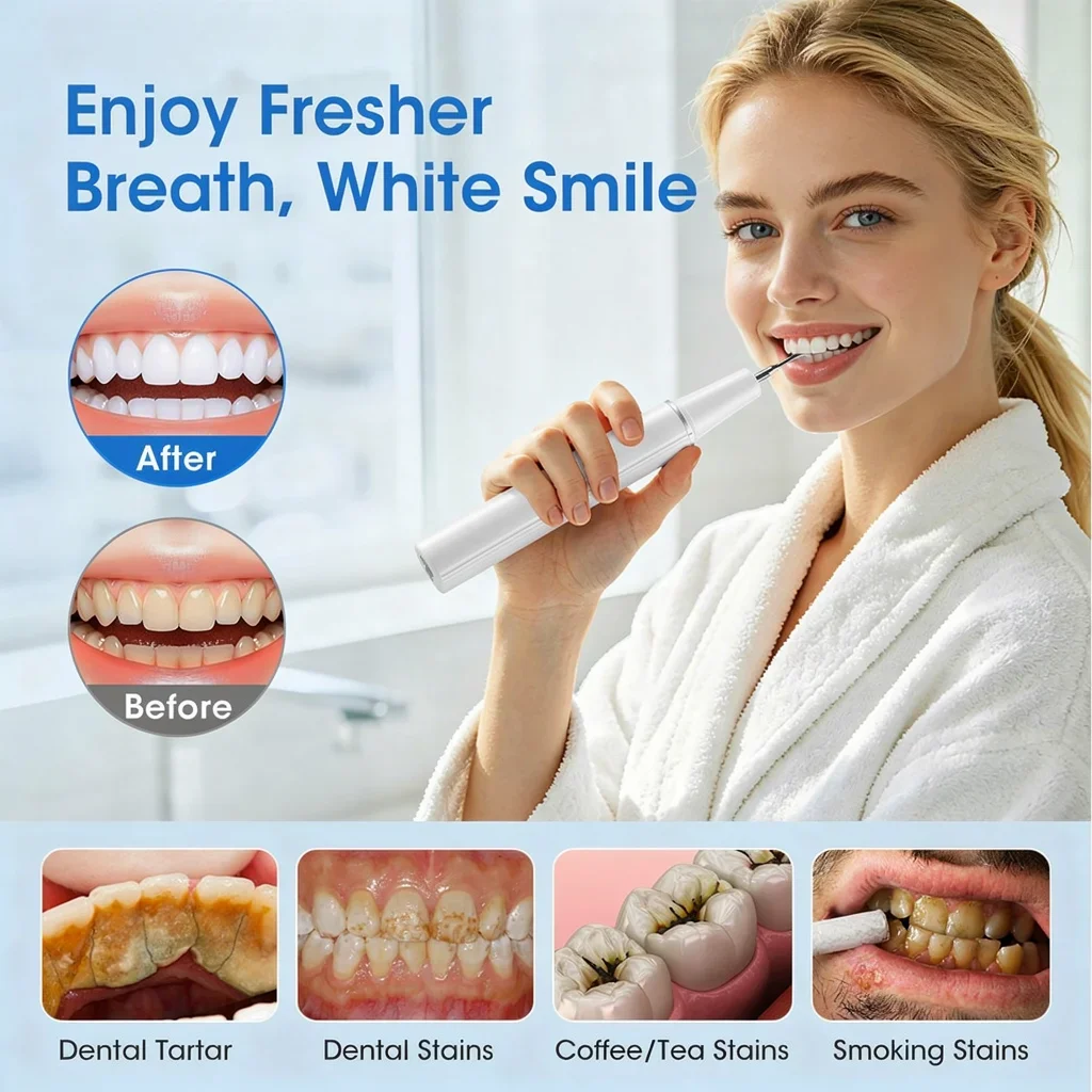 Electric Teeth Cleaner Sonic Tartar Remover 5 Modes USB Rechargeable Oral Care Tool for Coffee Smoke Stains IPX6 Waterproof Home image 3