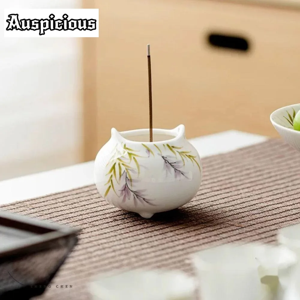Pure Hand-painted Wisteria Incense Holder Aesthetic Incense Stick Holder Incense Burners Small Smell Distributor Tea Ceremony
