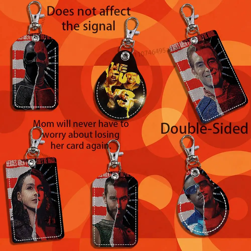 Movies The Boys Character Card Case Leather Card Holder Keychain Key Ring Transportation Card Case