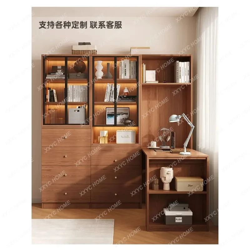 X-S  Corner folding retractable desk, cabinet integrated solid wood medium and ancient style home learning, small apartment