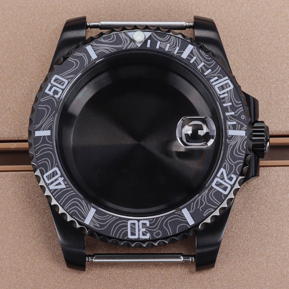 PVD Black NH35 40mm Men's Watch Case Sapphire For SUB Seiko NH35 NH36 NH38 NH34 Miyota 8215 ETA 2824 Movement Yacht-Master 20ATM