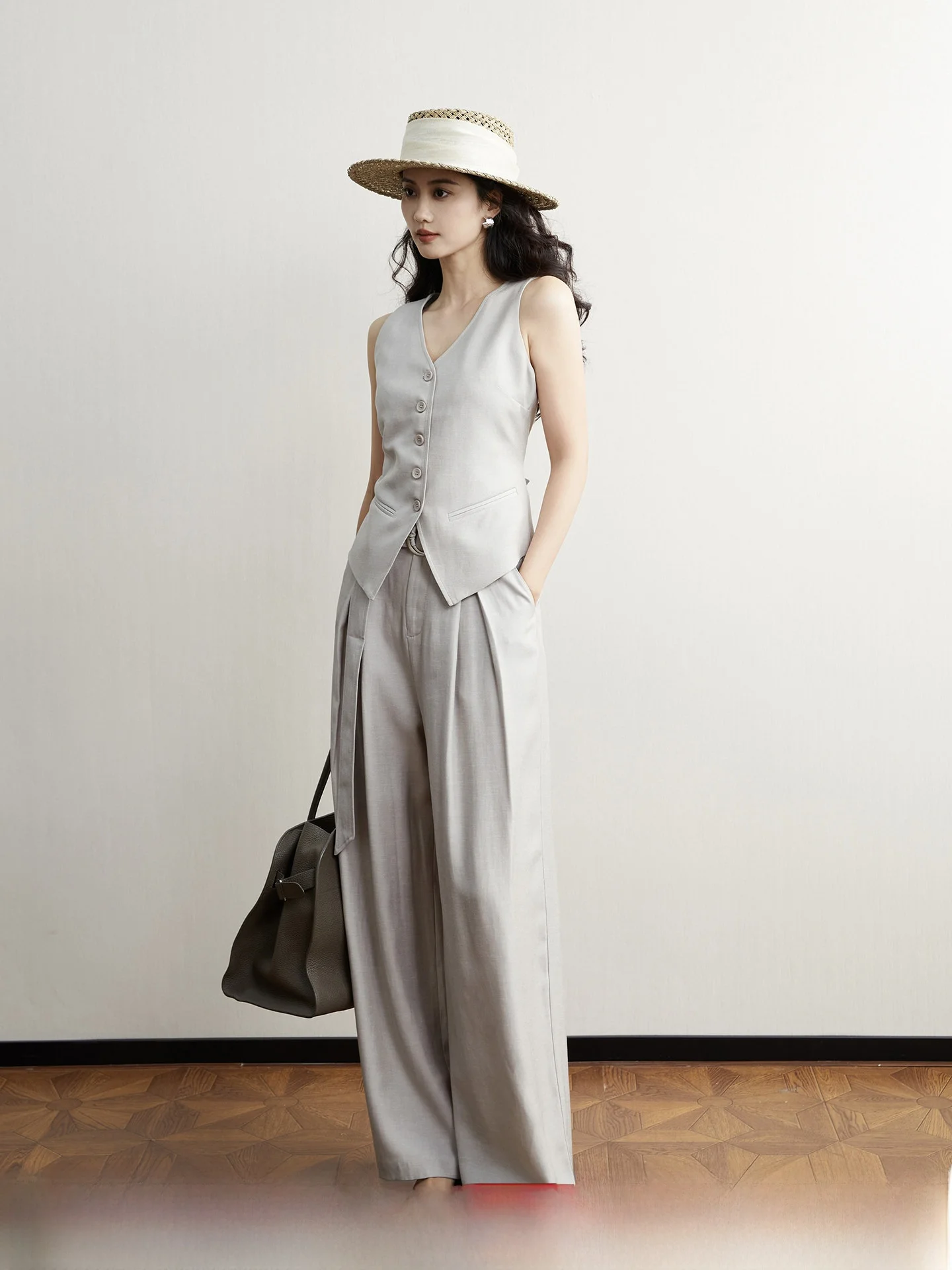 

TAIYANG OFFICE High Waist Loose Wide Leg Casual Pants for Women Commute Stylish Spring Season Casual Trousers