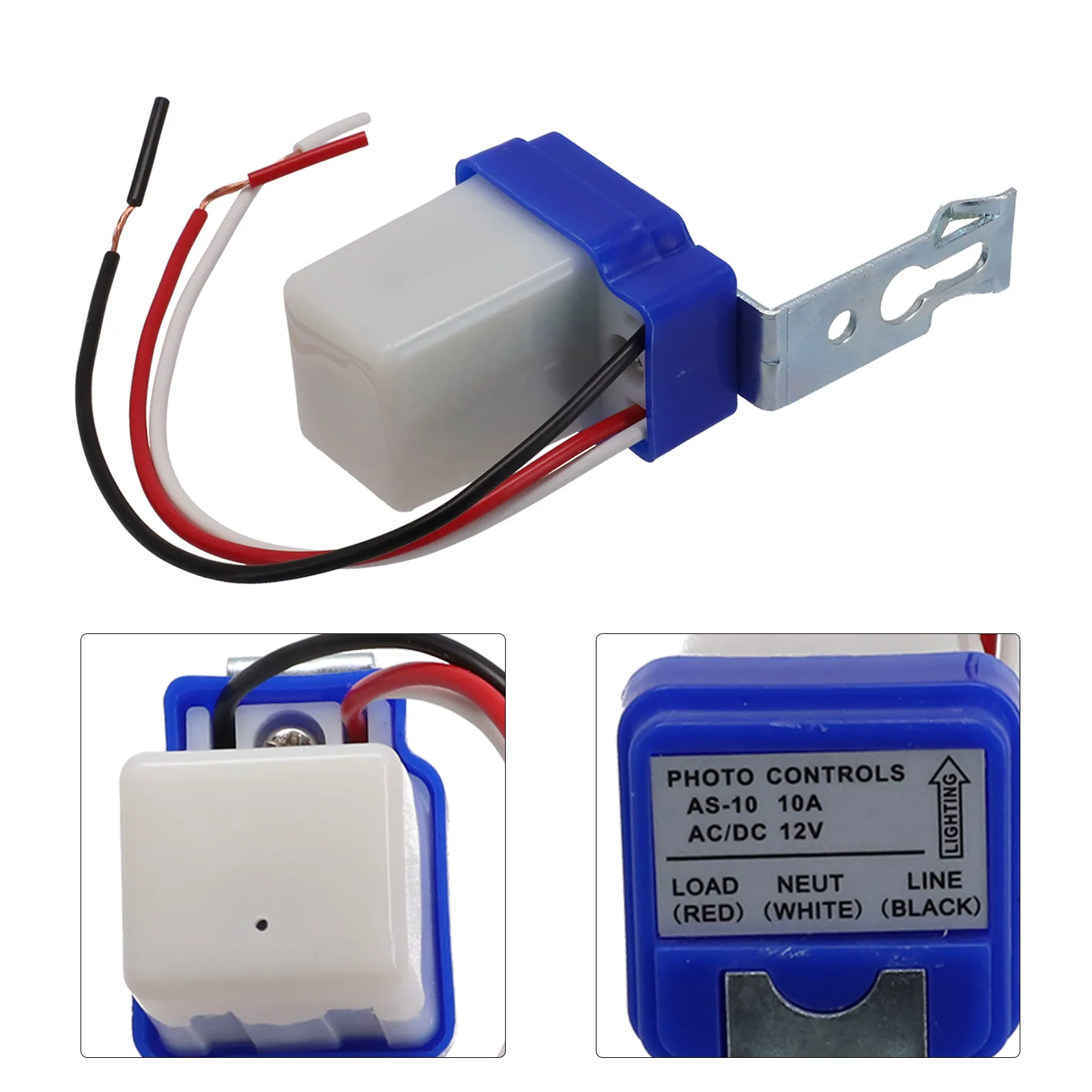 Photocell Street Light Sensor Switch with AC DC 12V 24V 220V Voltage and 10A Load for Automatic On Off Function in Outdoor Areas