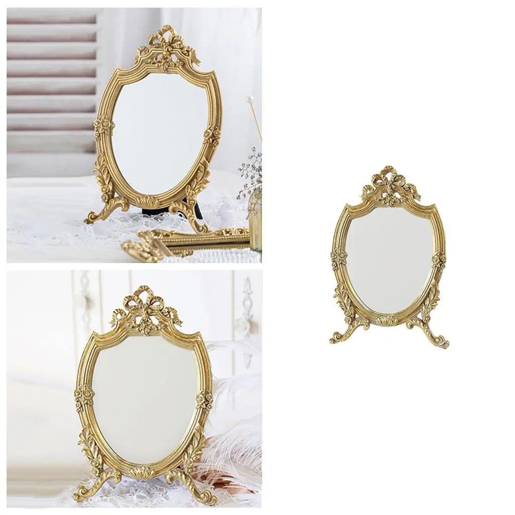 Miroir de Maquillage localité en Résine de Style Vintage, avec Support, Commode