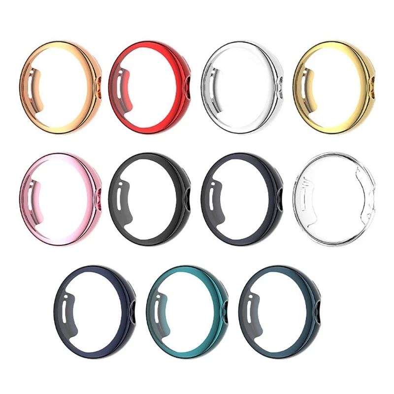 Soft Clear Frame Housing Glass+Cover Film Cases Compatible for Pixel Smartwatch Screen Bumper-Shell Protector-Shockproof