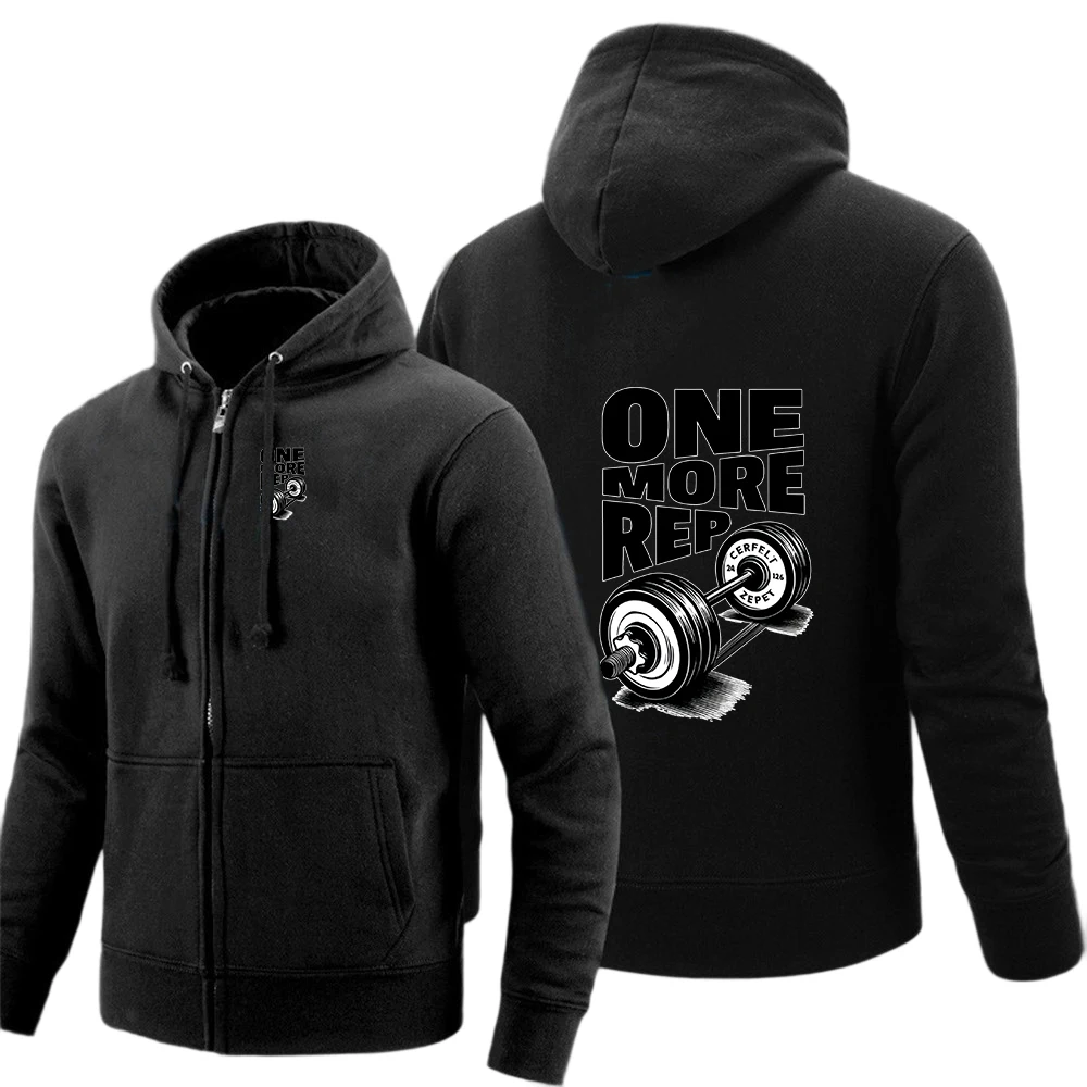 Jaqueta Masculina de Moda com Zíper, Cor Sólida, Nova Coleção Primavera/Outono 2026, para Treino de Academia e Levantamento de Peso ONE MORE REP