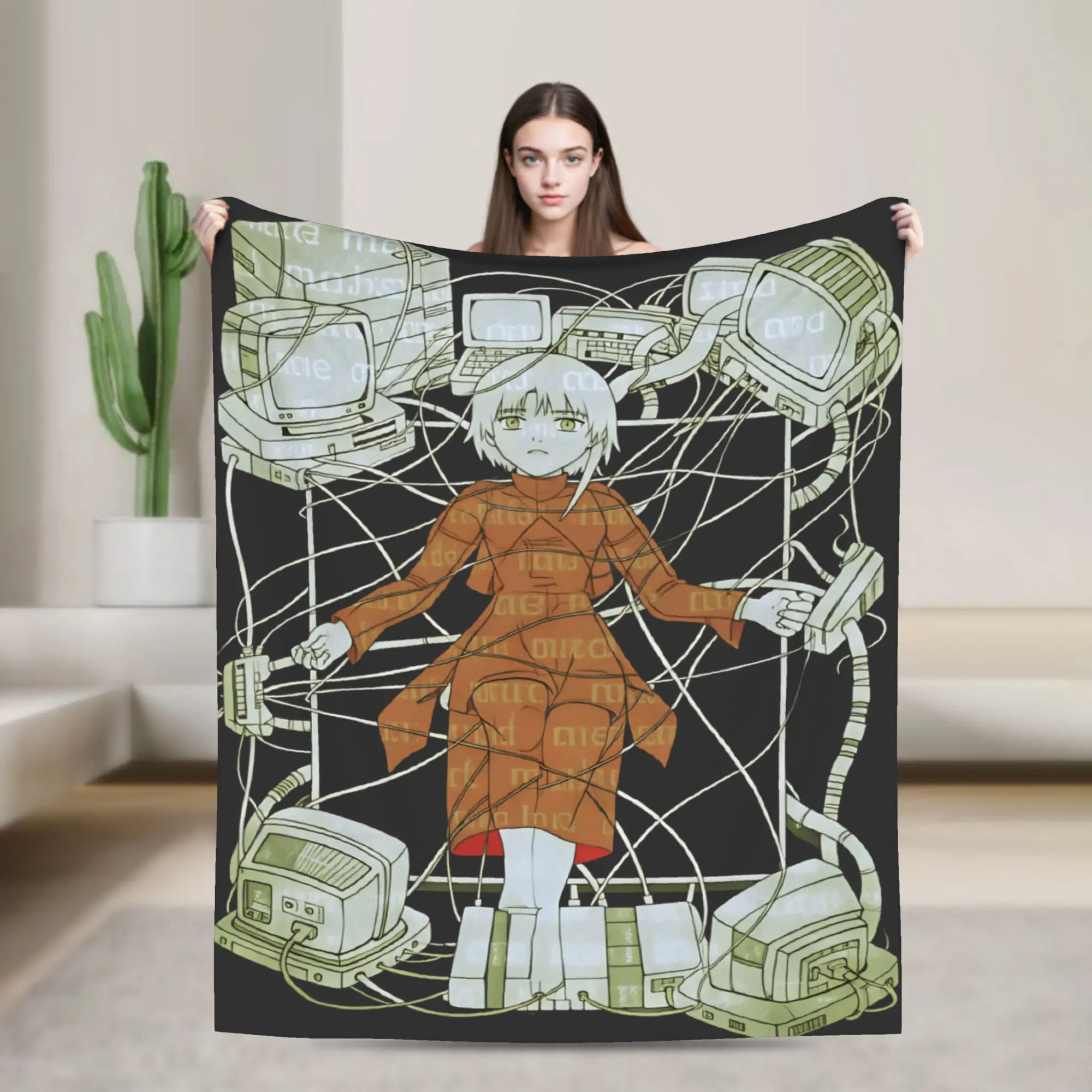 Anime Serial Experiments Lain Warm Soft Blankets  Child Plush Bedding Throws Street Trend Couch Chair Bedspread Sofa Bed Cover