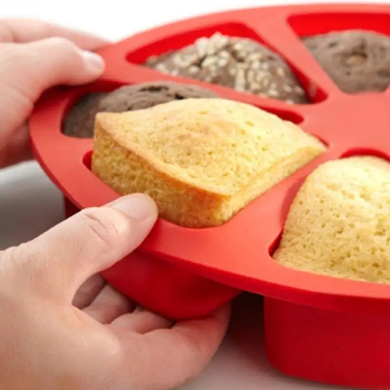 F19B Silicone Baking Mold 8 Cavity Silicone Scones Pans Pizza Cake Slices Mold for Brownies Muffins,Cheesecake,Bread, Cheese
