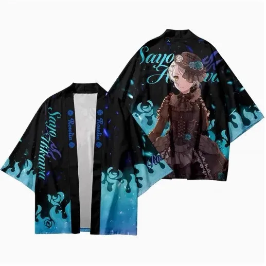 أنيمي دور المتناثرة اليابانية لعبة لعب الأدوار زي ثلاثية الأبعاد الطباعة أعلى رقيقة فضفاضة الكبار سترة كيمونو