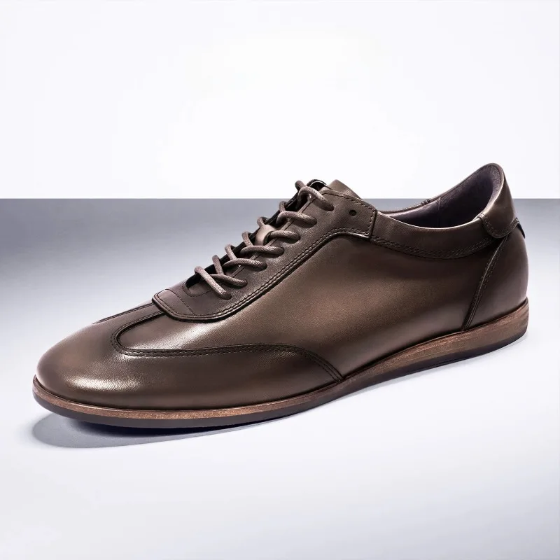 

Handmade Genuine Leather Shoes Men's Flats Comfortable Casual Oxfords Spring Autumn Black Round Toe Single Shoes Male
