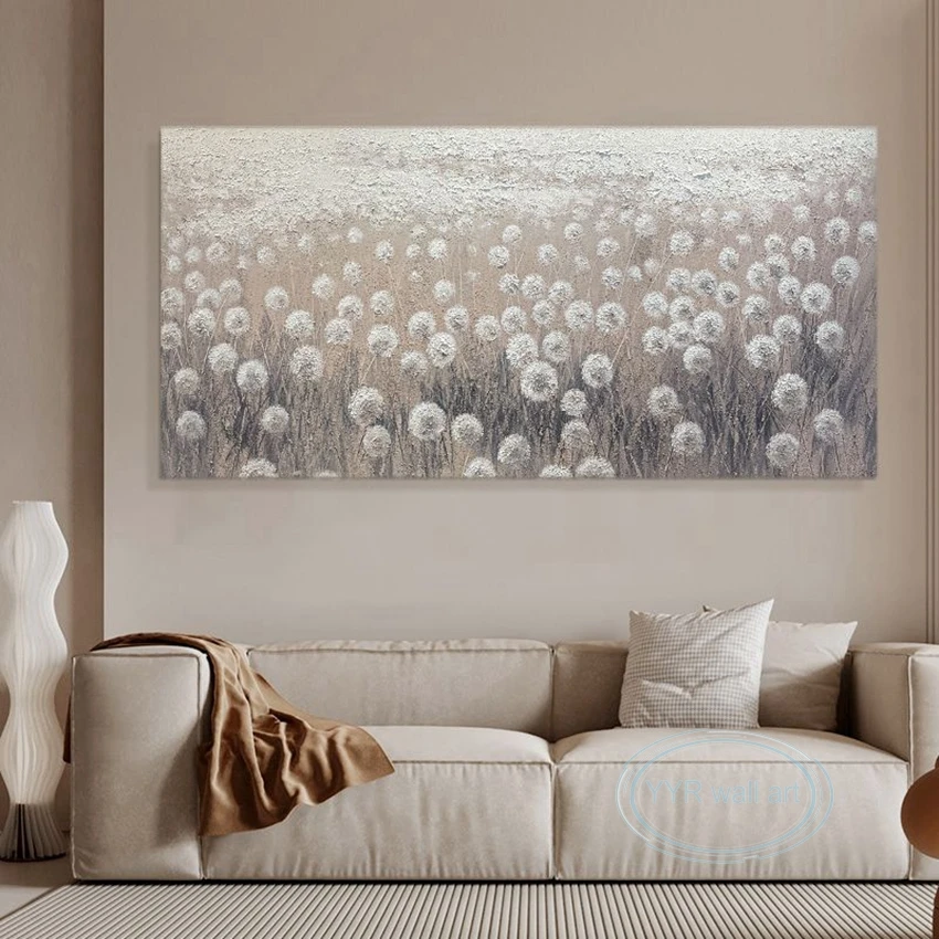 Living Room Sofa Bedroom Decoration Salon Handmade Oil Painting Abstract Edelweiss Art Canvas Wall Poster Home Mural Horizontal