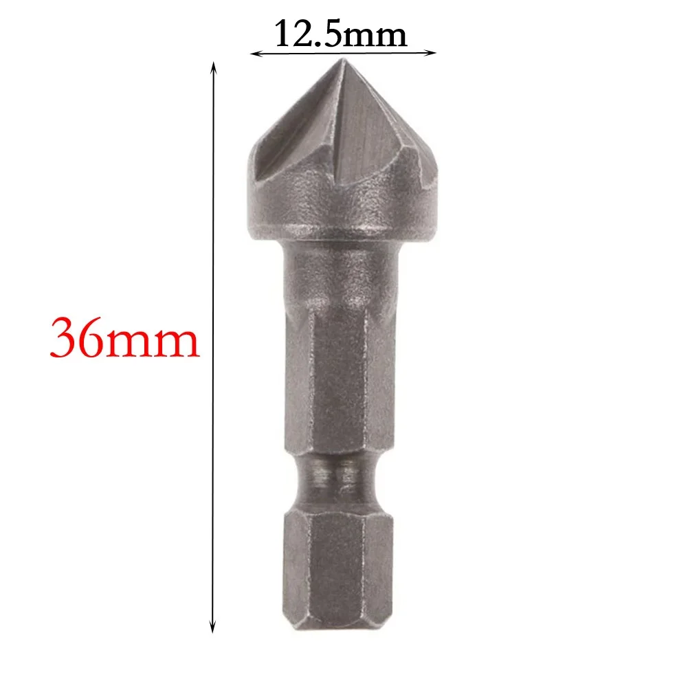 2 قطعة 5 لقمة ثقب غاطسة فلوت مع ساق سداسية 1/4 بوصة للخشب والبلاستيك والمطاط والمعادن الناعمة الشطب وإزالة الأزيز #3