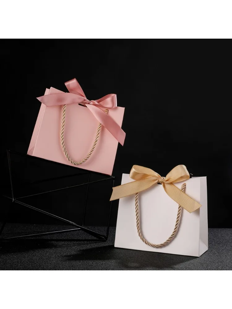 20/50 wiederverwendbare Geschenktüten mit Griffen, Papiertüten mit Schleifen, Einkaufstaschen, Geburtstagsfeiern, Hochzeiten, Abschlussfeiern, dekorative Box