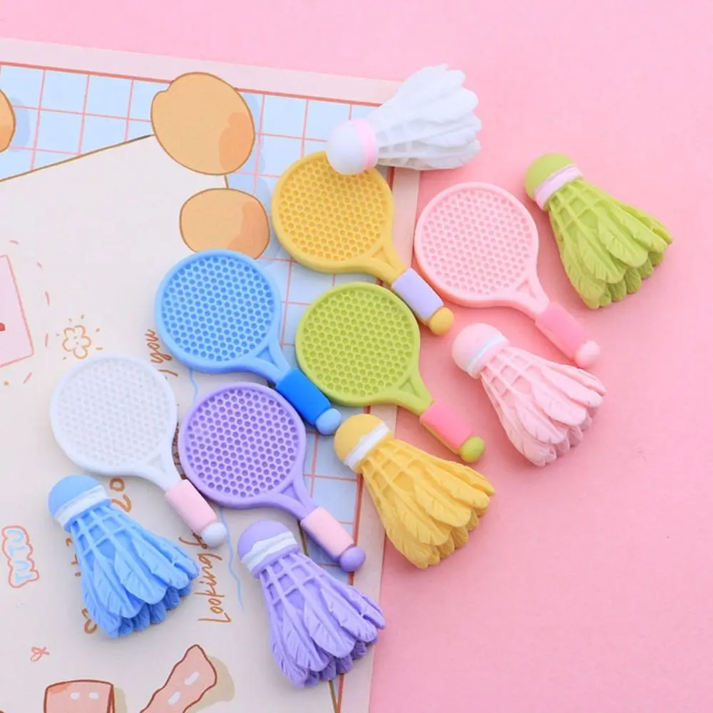 20pcs Slime Charms Badminton Racket Cream Gel for Croc Shoes Accessories DIY Crafts Phone Case Decor Hair Clip Headband Making