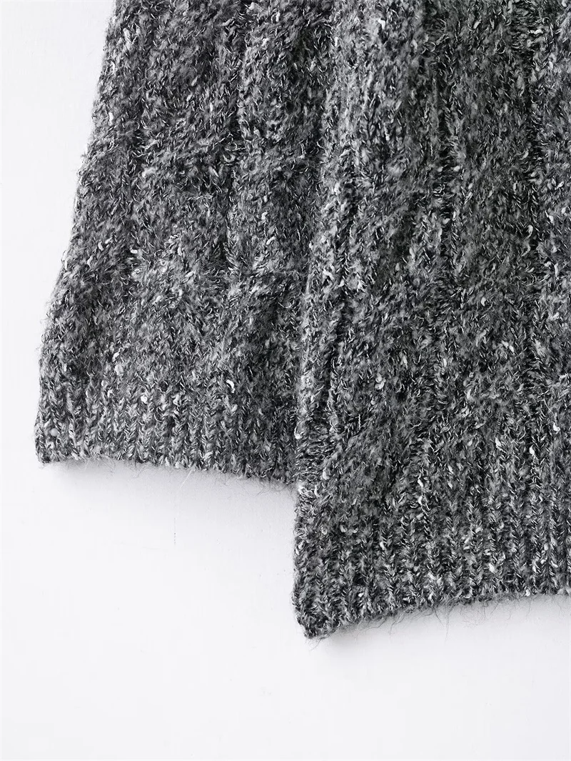 เสื้อผ้าผู้หญิงใหม่ประจำฤดูใบไม้ร่วง/ฤดูหนาวปี 2025 เสื้อคาร์ดิแกนถักลายเคเบิลประดับกลิตเตอร์พร้อมแขนพอง