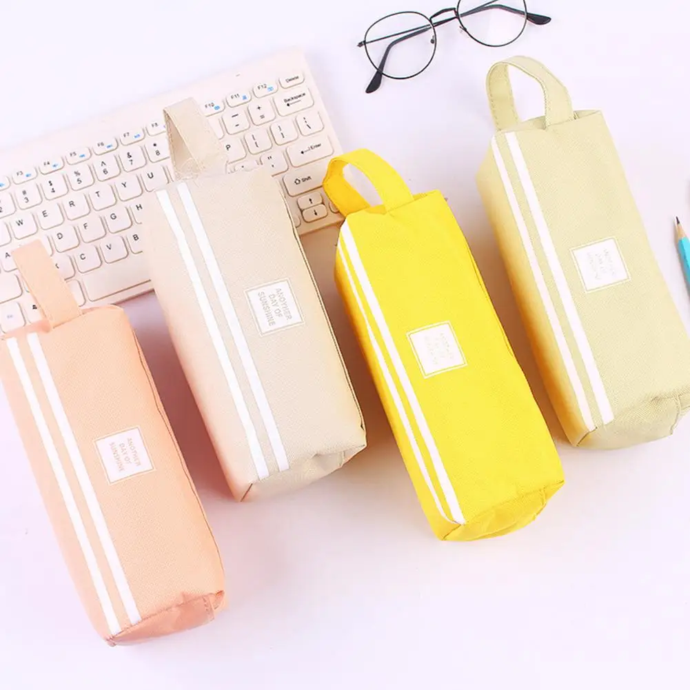 Borsa per cancelleria borsa per Organizer per penne capacità borsa per matite a doppio strato con cerniera custodia per penna per pennelli per trucco durevole per esigenze