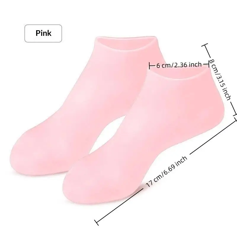 1 Paar Fußpflege-Massage-Socken, elastische Silikon-Fußsocken zur Feuchtigkeitspflege, für trockene, rissige Füße, zur Erweichung und zum Peeling. – Detail 9