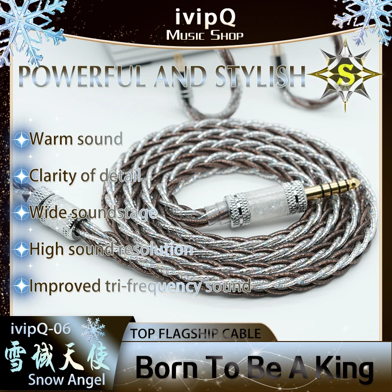 

ivipQ-06 Snow Angel Flagship Earphone Upgrade Cable Multi-element Conductor 3.5/4.4mm/MMCX/0.78mm 2Pin For MK4 Legacy2 Blessing3