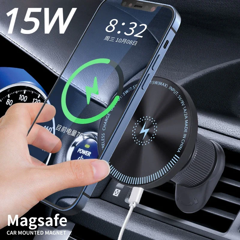 Magsafe Autotelefon ladegerät Auto halterung magnetischer Telefon halter Armaturen brett Entlüftung Autotelefon ständer für iPhone Xiaomi Samsung