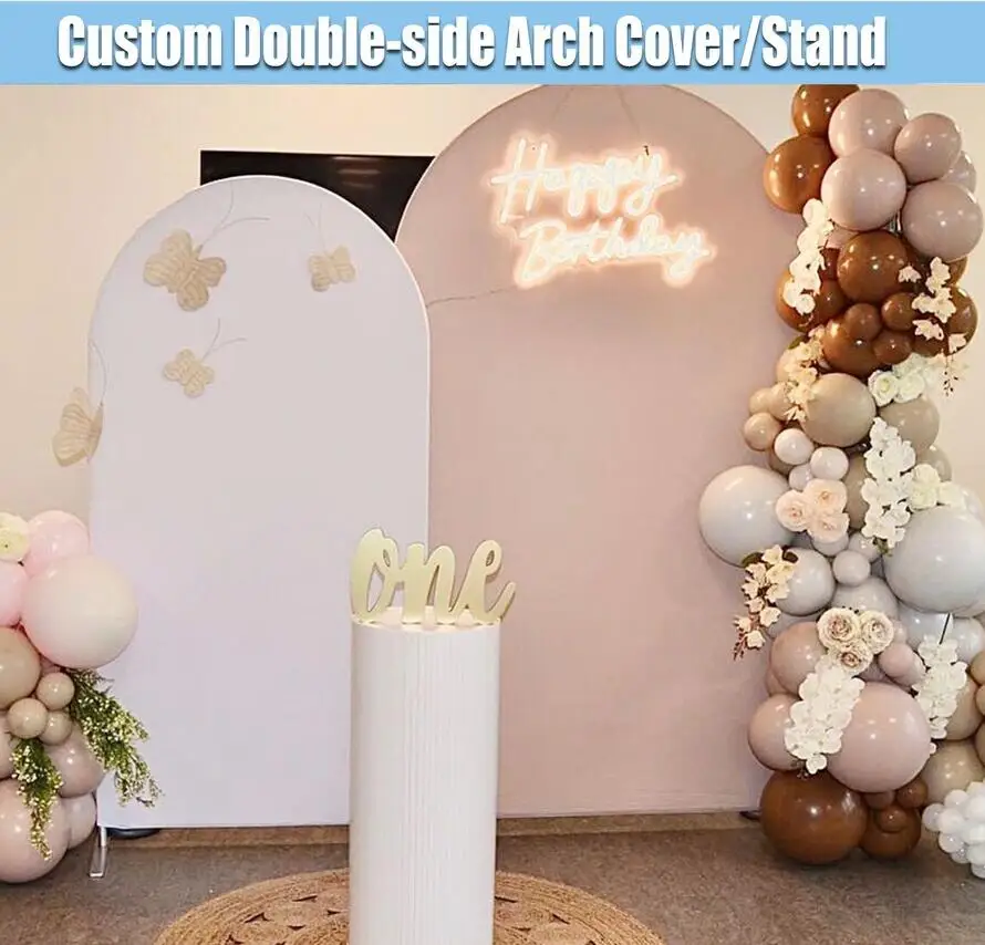 

Arch Backdrop Cover Stand Frame Custom Party Plain Color Chiara Wall Template Panels Peach White Round Photo Birthday Shower