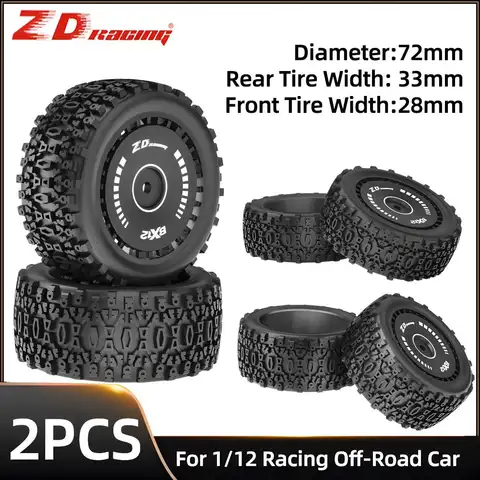 ZD Racing 2PCS RC Car Tires Rubber Tires For Racing Off-Road Car For 12mm Hex RC Car and 1/12 ZD Racing BX12 Original Tires
