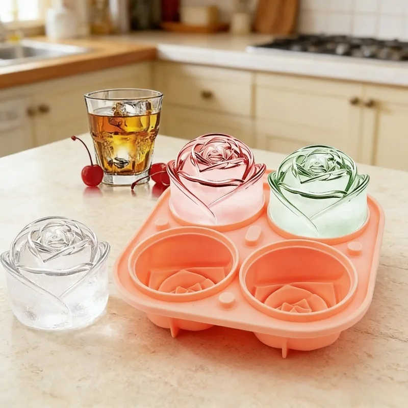 Molde de cubo de gelo em forma de rosa para bebidas e coquetéis, decoração para casa, cozinha