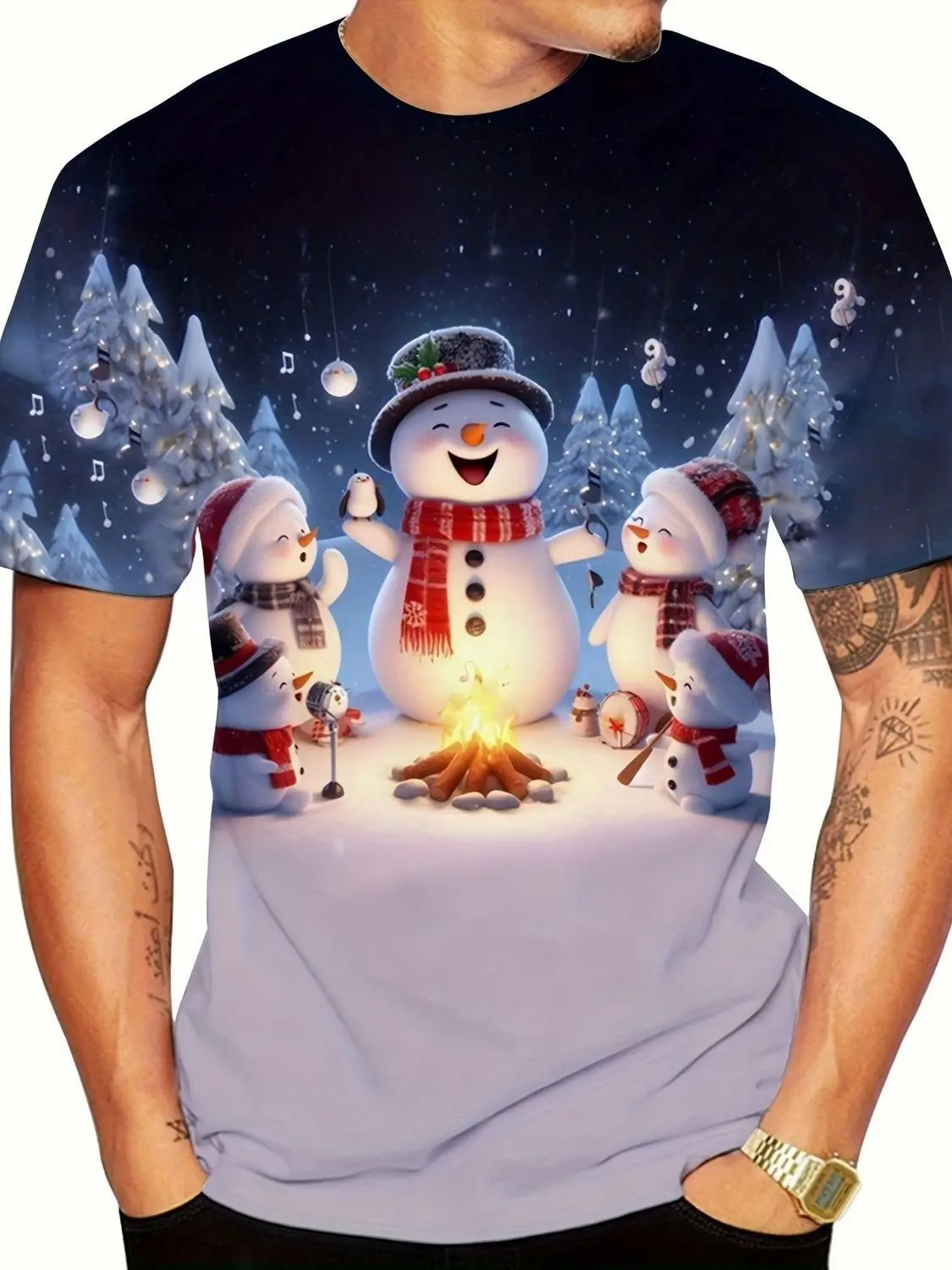 

Men's Christmas Printed Summer Fashion Round Neck Unisex Santa Claus Short Sleeve T-Shirt