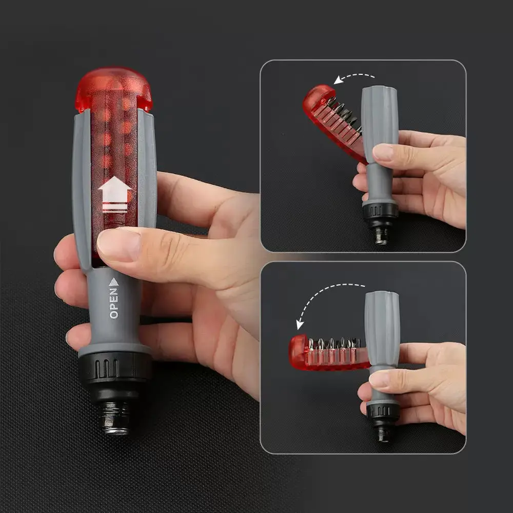 مجموعة مفكات براغي بسقاطة متعددة الزوايا 10 في 1 مع رأس مغناطيسي، مقبض قابل للتعديل، لقم قابلة للاستبدال، مجموعة أدوات من سبائك الصلب