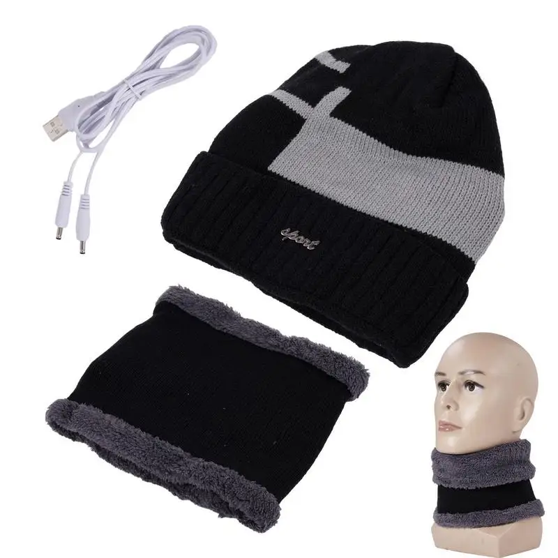 

Winter Thermal Knitted Hat Warm Thermal Electric Knitted Heated Beanie Hat USB Heated Knitted Heating Hats Set USB Heated Warmer