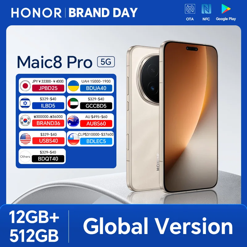 2026 New HONOR Magic8 Pro Global Version 12GB+512GB 6.71'' 120Hz OLED Screen 200MP Cameras 7100mAh 100W SuperCharge Android 16