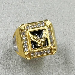 Hip hop Men's Electroplating Flying Eagle 316L stainless steel with rhinestone Punk Ring Fashion Cool Rock Party Jewelry