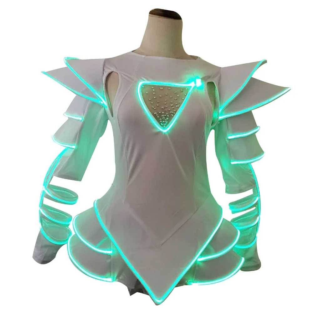 Tutú de Ballet, vestido de baile Led, disfraz para mujer y niña, faldas de baile, traje de fiesta Disco de boda, traje brillante, mono blanco para Cosplay