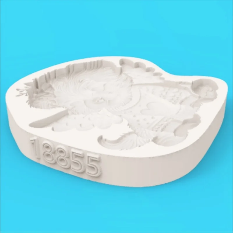 Silicone Mold for Angel Puppy Design with Flower Wreath, Wings, and Love Sweater; Healing-Themed Dessert Chocolate Fondant Decoration Making Silicone Mold - view 5