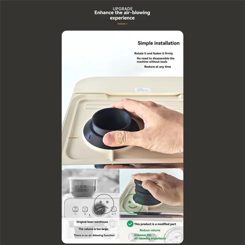 Abrg-souffador de ar de funil de feijão de café para barsetto 2 sap ferramenta de limpeza de café expresso anti-residual em pó soprando feijão silo a