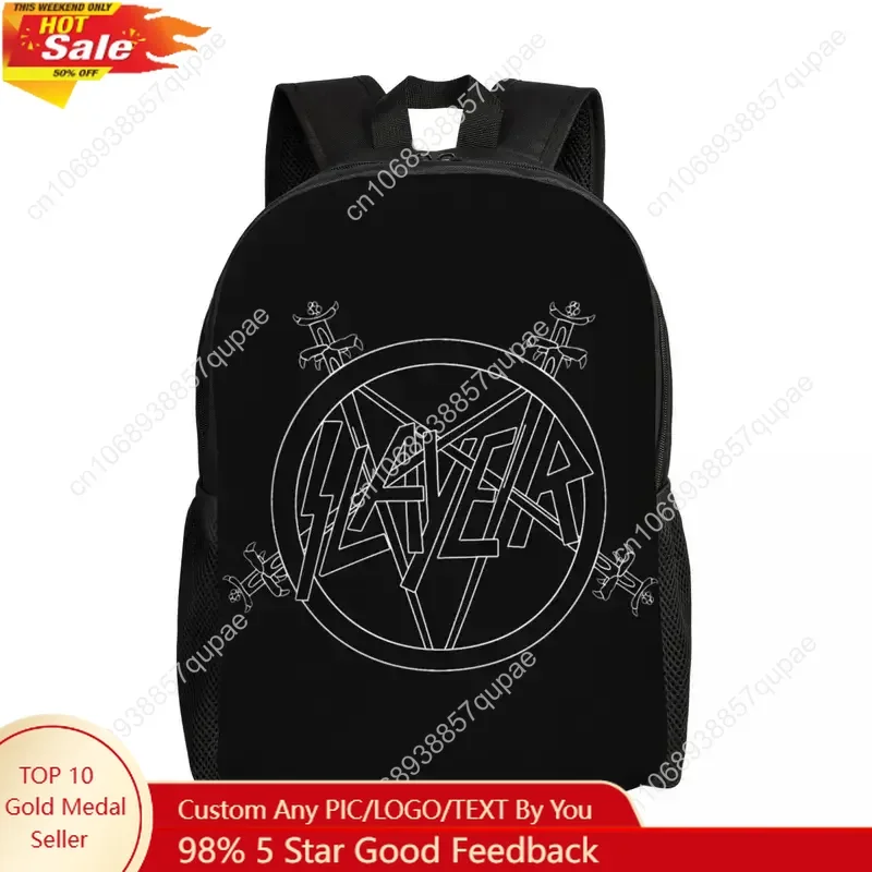

Custom Slayers Thrash Metal Backpacks for Men Women College School Students Bookbag Heavy Rock Roll Band Bags
