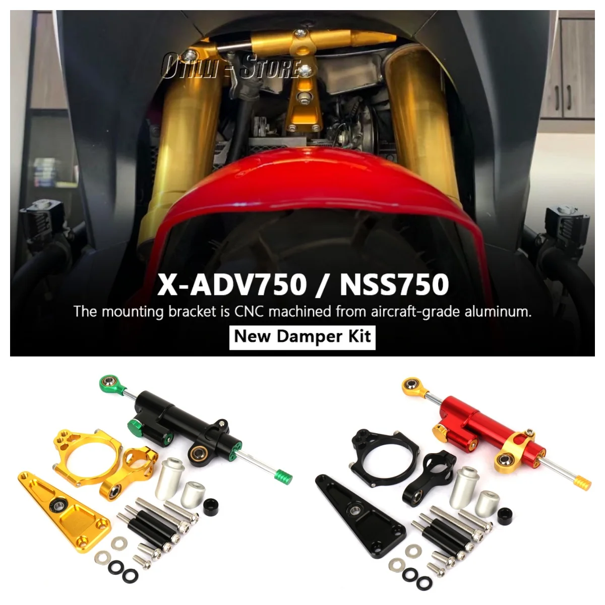 

New Motorcycle Adjustable Damper CNC Aluminum Steering Stabilizer Bracket Mount Kit For Honda X-ADV750 XADV 750 2017 NSS750 2021